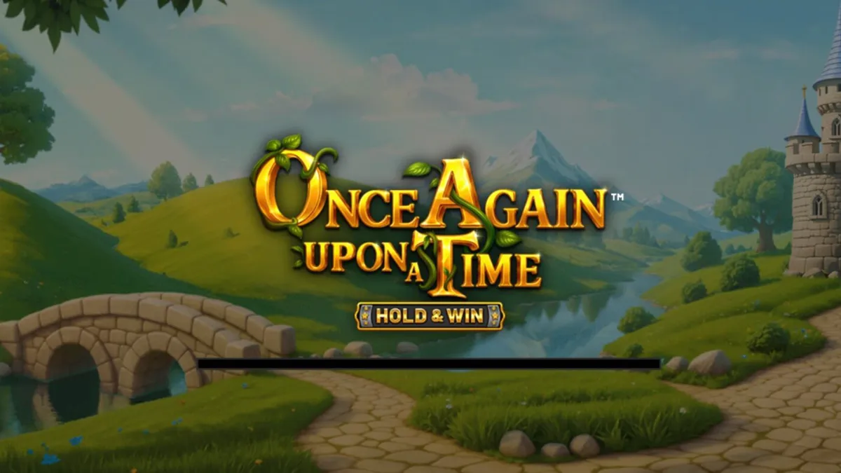 Once Again Upon A Time slot game screen featuring a knight and dragon
